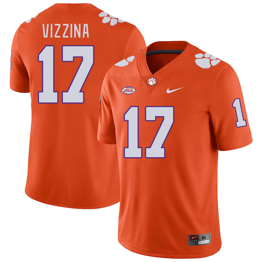 Men's Clemson Tigers Christopher Vizzina #17 College Orange NCAA Authentic Football Stitched Jersey 23ZJ30CL